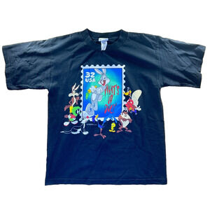 Vintage Looney Tunes USPS Stamp Shirt Mens L/XL Graphic Tee 1997 Taz Bugs Bunny